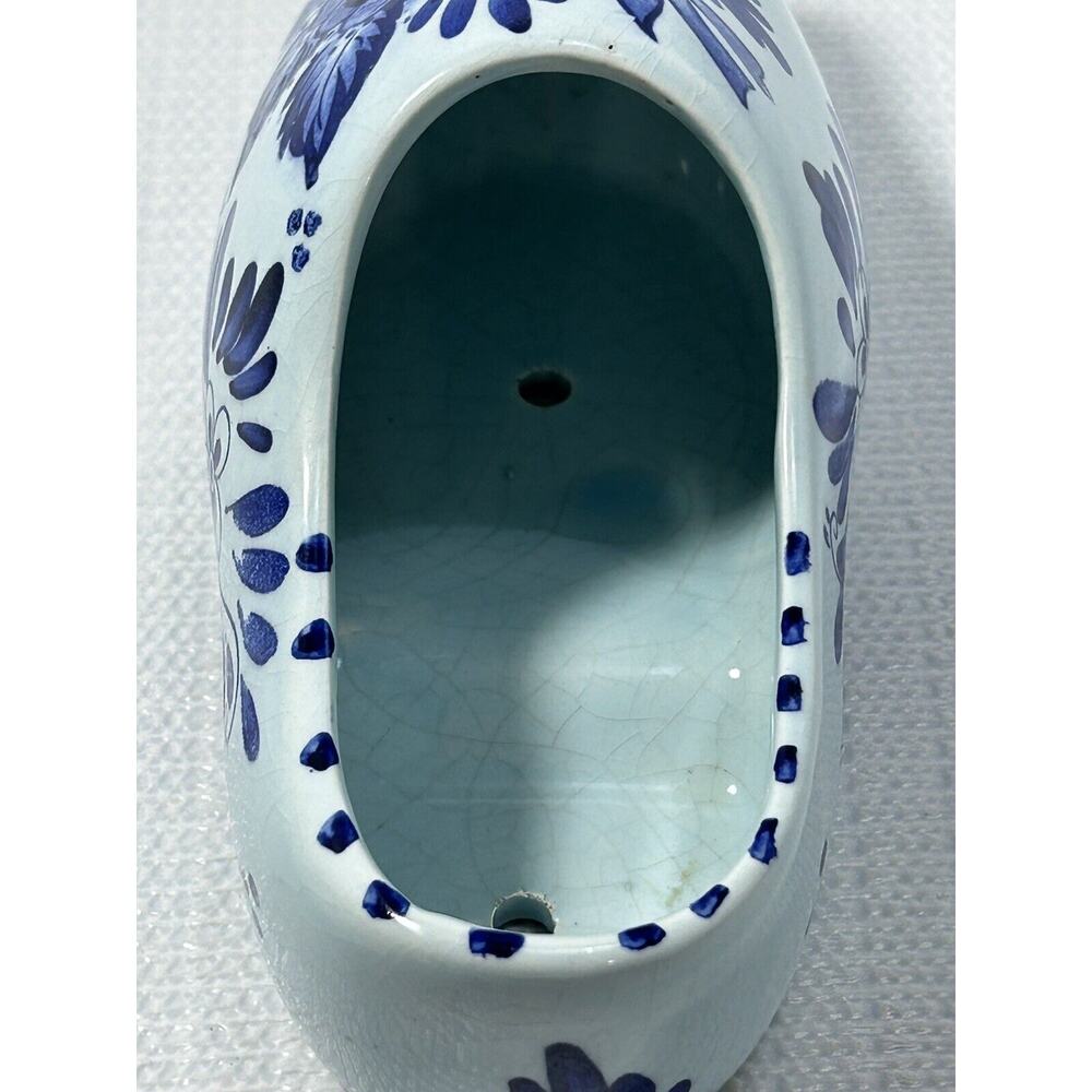 Vintage Hand Painted Delft Blauw Ceramic Dutch Clog Shoe 6.5 Long Hanging Decor - Picture 5 of 9